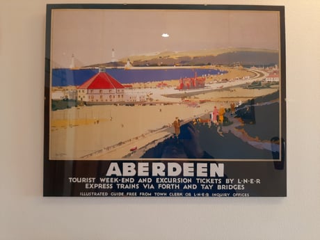 1930s railway advertisement promoting Aberdeen