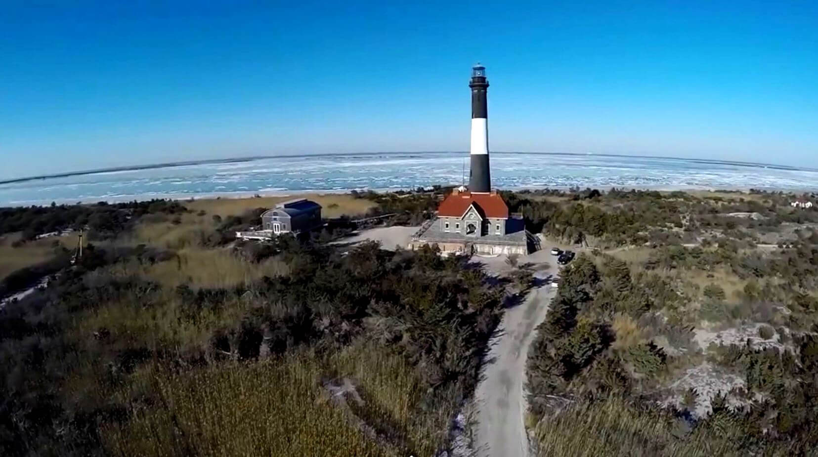 Fire Island Lighthouse seen from the sky